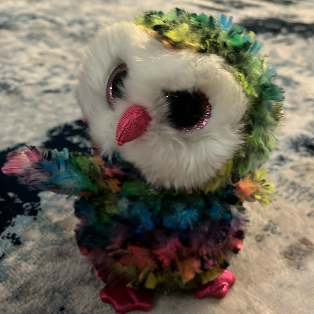 RETIRED TY Beanie Boo - Owen Rainbow Owl